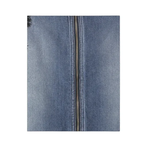 Zipper Detail Denim Skirt