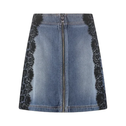 Zipper Detail Denim Skirt