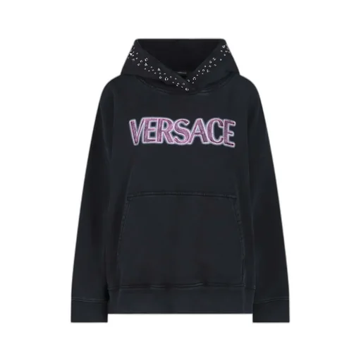 Versace Logo Printed Embellished Hoodie