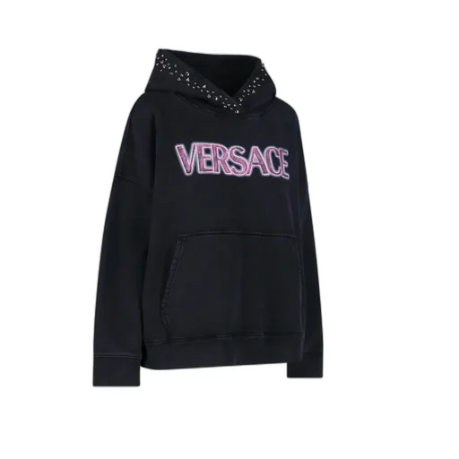 Versace Logo Printed Embellished Hoodie