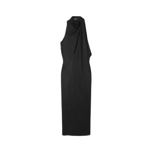 Versace Slashed Halterneck Sleeveless Midi Dress