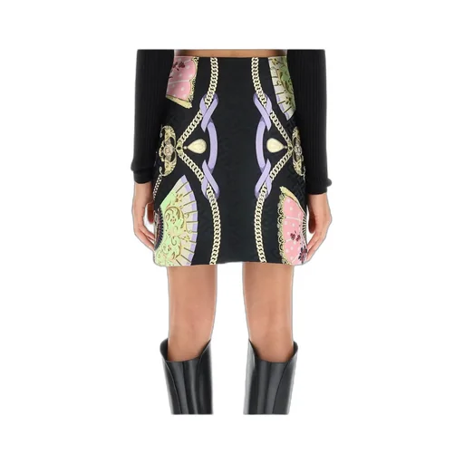 Versace Graphic Printed Buttoned Mini Skirt