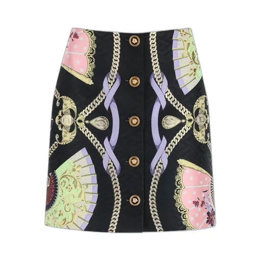 Versace Graphic Printed Buttoned Mini Skirt
