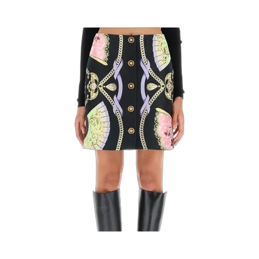 Versace Graphic Printed Buttoned Mini Skirt