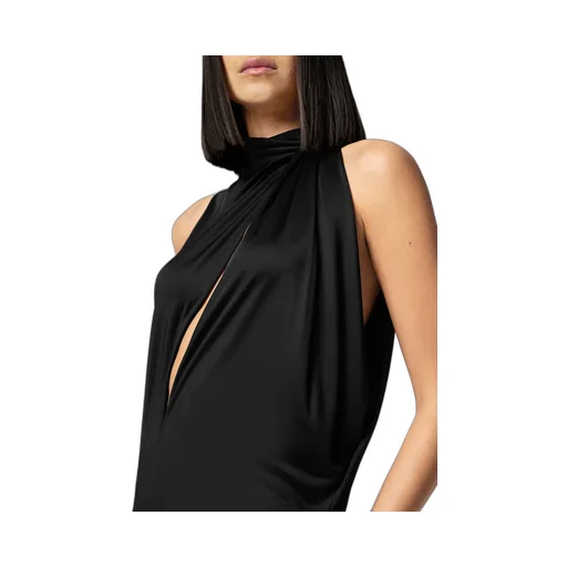 Versace Slashed Halterneck Sleeveless Midi Dress