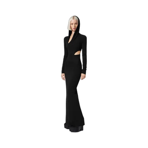 Versace Cut-Out Long Sleeved Hooded Maxi Dress