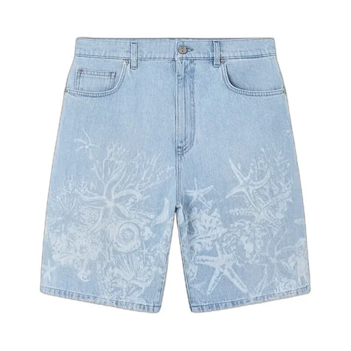Versace Barocco Sea Mid-Rise Denim Shorts