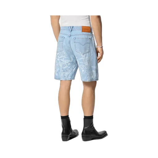 Versace Barocco Sea Mid-Rise Denim Shorts