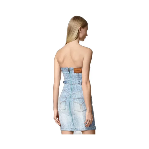Versace Strapless Denim Dress
