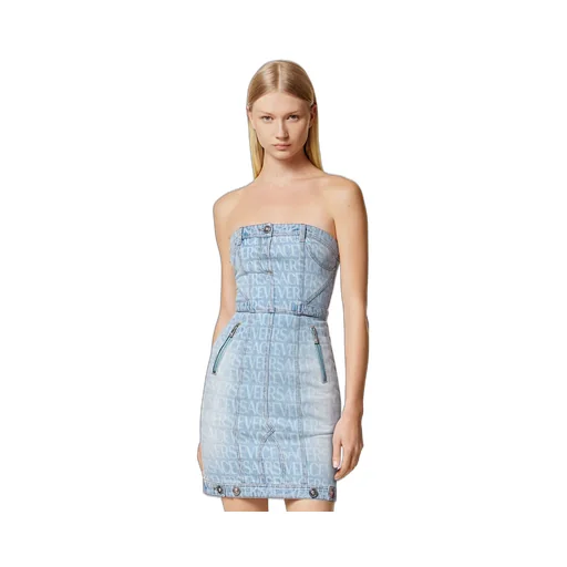 Versace Strapless Denim Dress
