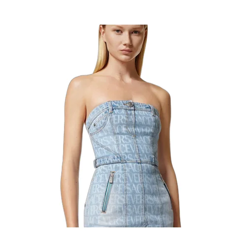 Versace Strapless Denim Dress