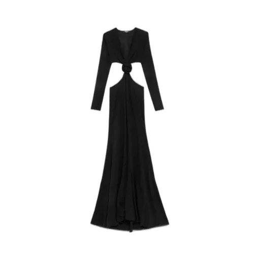 Blumarine Rose Detailed Cut-Out Long Dress
