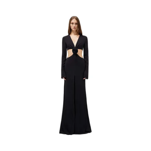 Blumarine Rose Detailed Cut-Out Long Dress