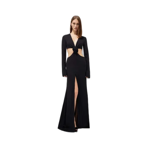 Blumarine Rose Detailed Cut-Out Long Dress