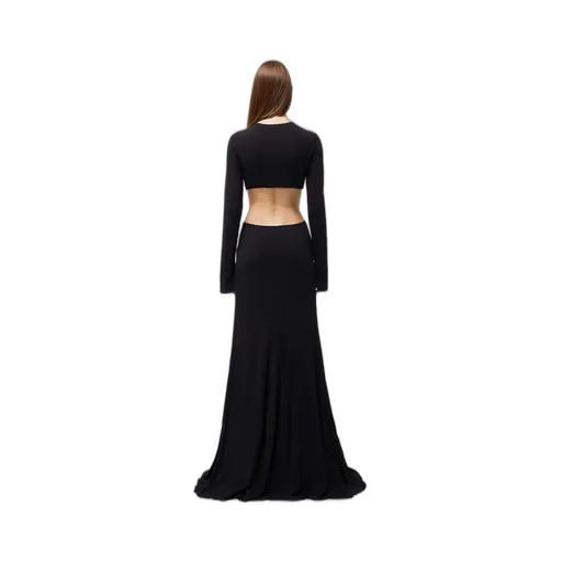Blumarine Rose Detailed Cut-Out Long Dress