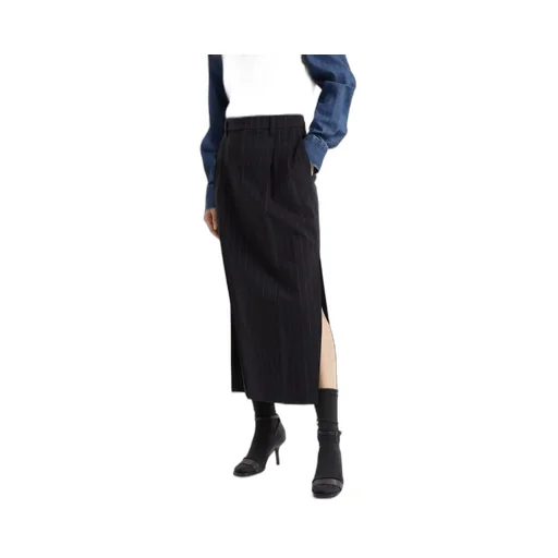 Pinstripe Tailored Midi Skirt