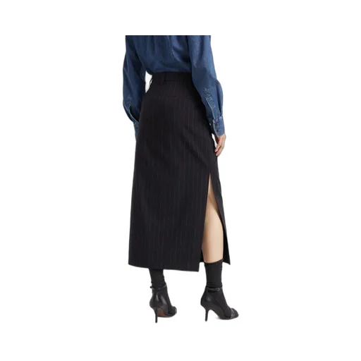 Pinstripe Tailored Midi Skirt