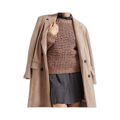 Double-Breasted Suede Coat