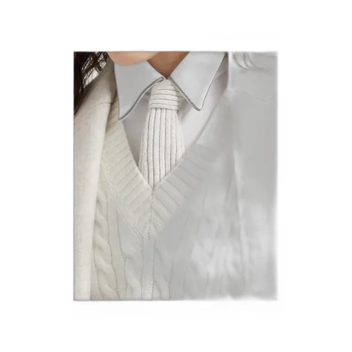 Rib Knit Tie With Monili