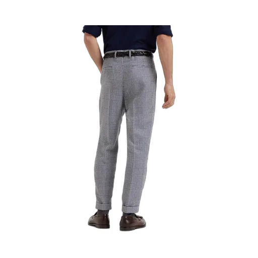 Check-Pattern Tapered Trousers