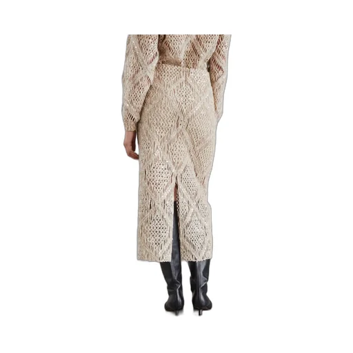 Argyle-Embroidered Knitted Skirt