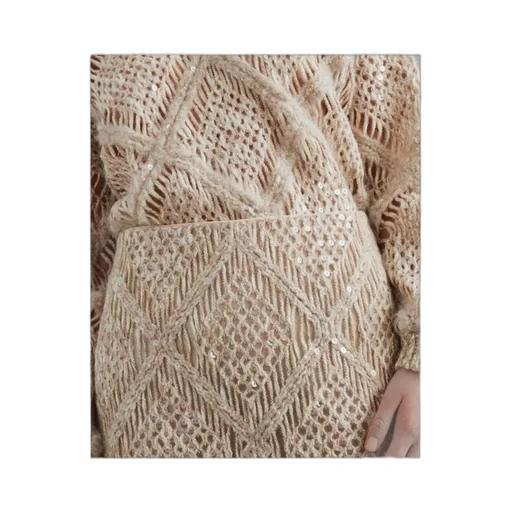 Argyle-Embroidered Knitted Skirt