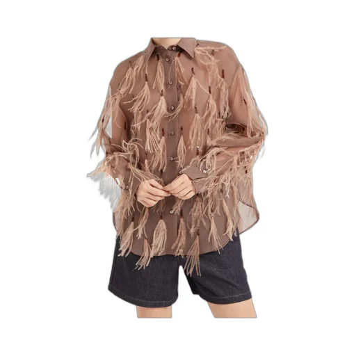 Feather-Detailing Shirt