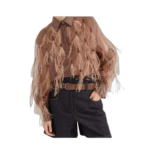 Feather-Detailing Shirt