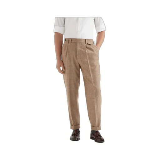 Check-Pattern Tapered Trousers