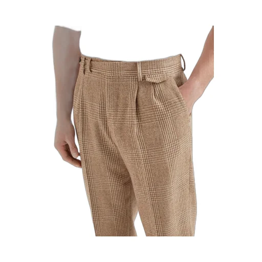 Check-Pattern Tapered Trousers