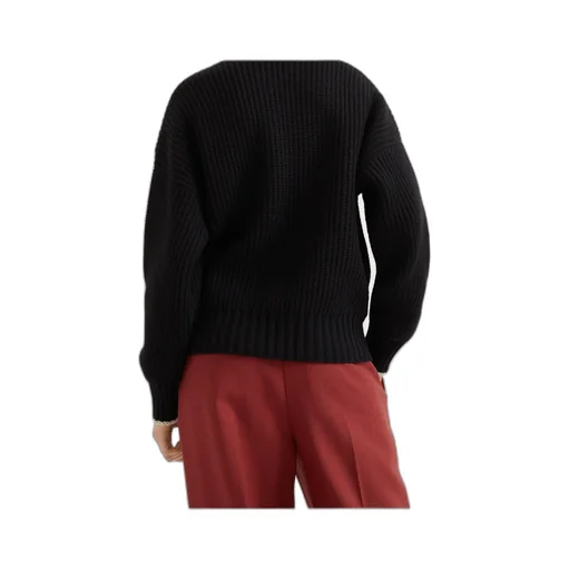 Striped Ribbed Knit Cashmere Sweater