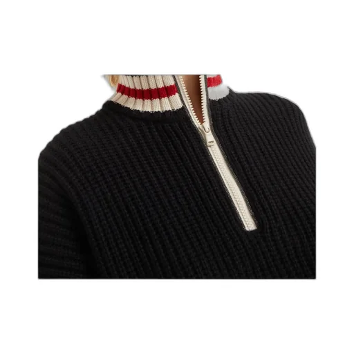 Striped Ribbed Knit Cashmere Sweater