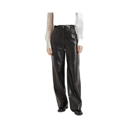 High-Waisted Leather Trousers