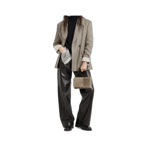 High-Waisted Leather Trousers