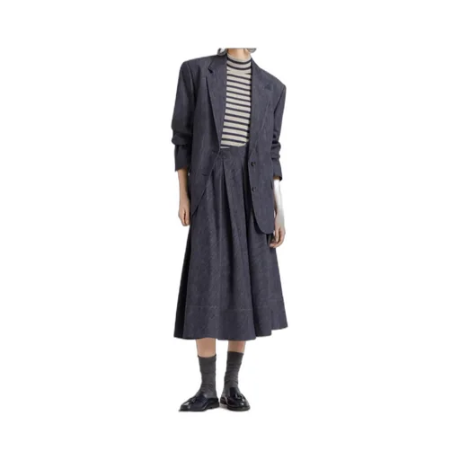 Monile-Decorated Cotton Den-Effect Twill Jacket