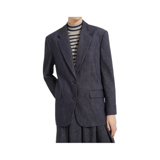 Monile-Decorated Cotton Den-Effect Twill Jacket