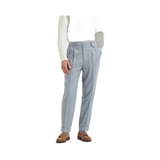 Check-Print Tailored Trousers