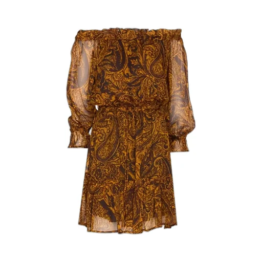 Off-The-Shoulder Mini Dress With Cashmere Print