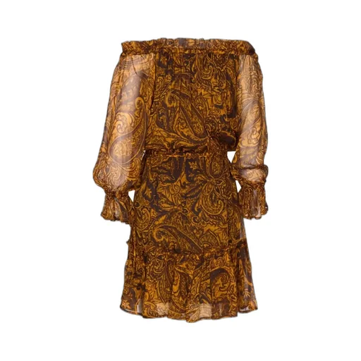 Off-The-Shoulder Mini Dress With Cashmere Print