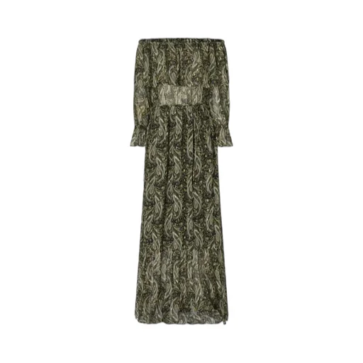 Paisley-Print Off-Shoulder Maxi Dress