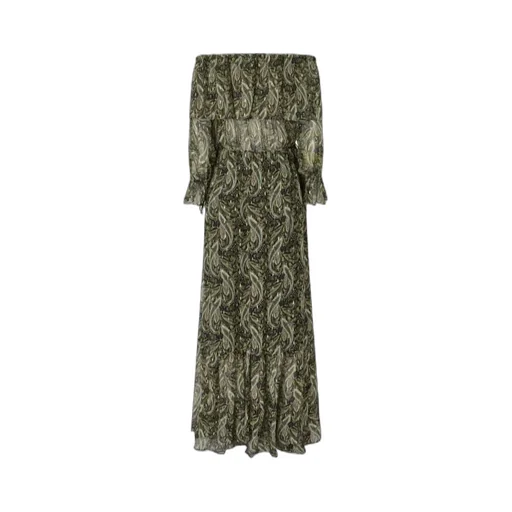 Paisley-Print Off-Shoulder Maxi Dress