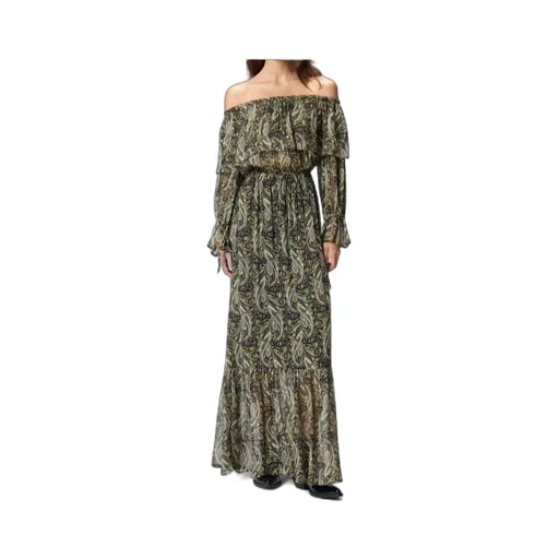 Paisley-Print Off-Shoulder Maxi Dress
