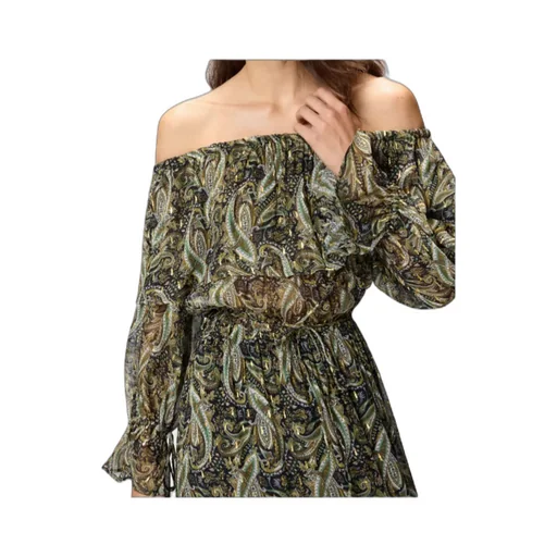 Paisley-Print Off-Shoulder Maxi Dress