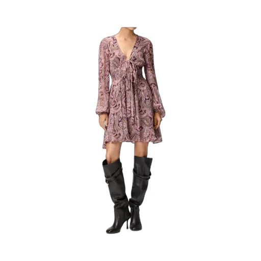 Paisley-Print Tie-Neck Mini Dress