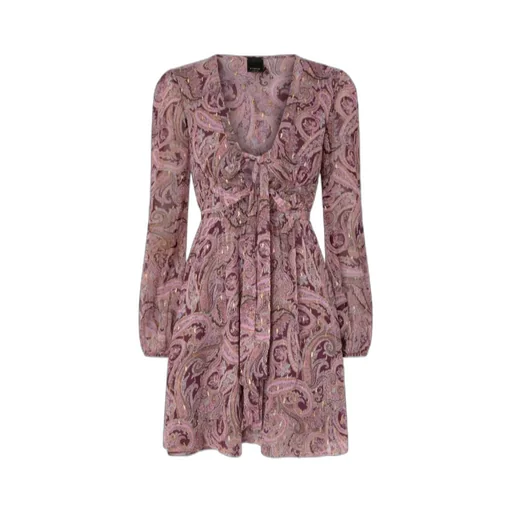 Paisley-Print Tie-Neck Mini Dress