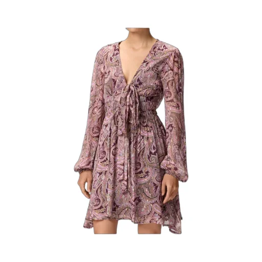 Paisley-Print Tie-Neck Mini Dress