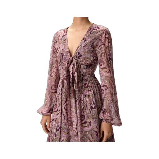 Paisley-Print Tie-Neck Mini Dress