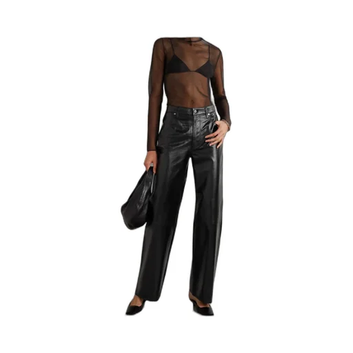 Annina Patent-Leather Wide-Leg Pants
