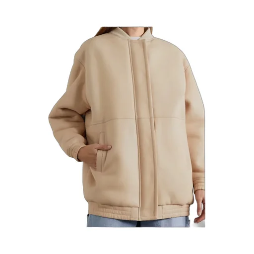 Long-Sleeved Zip-Up Leather Jacket