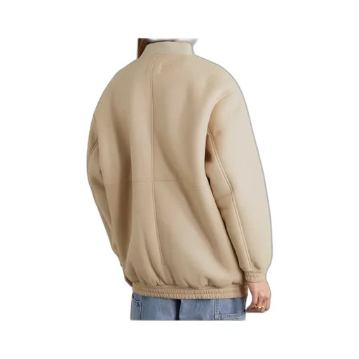 Long-Sleeved Zip-Up Leather Jacket